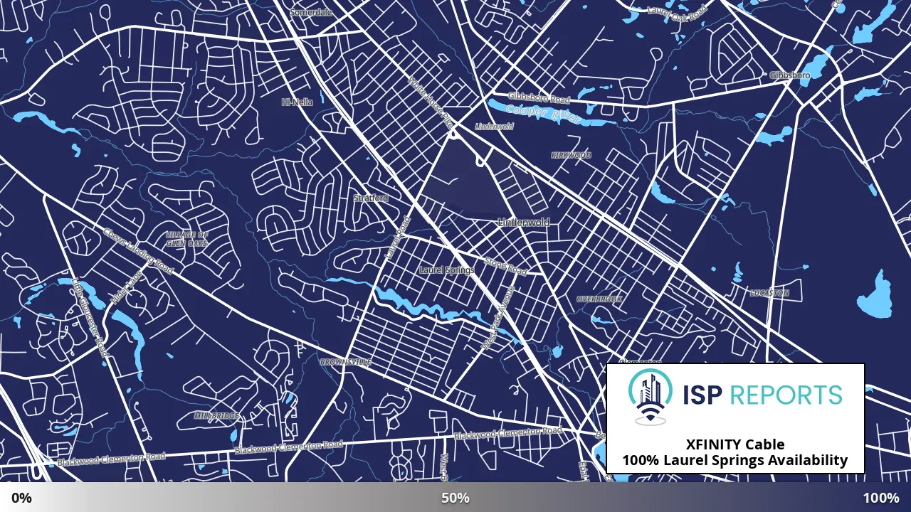 Laurel Springs, NJ map of internet availability