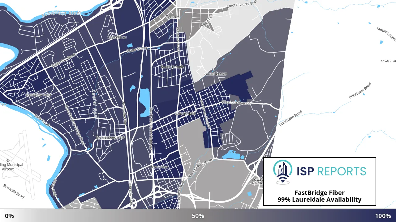 Laureldale, PA map of internet availability