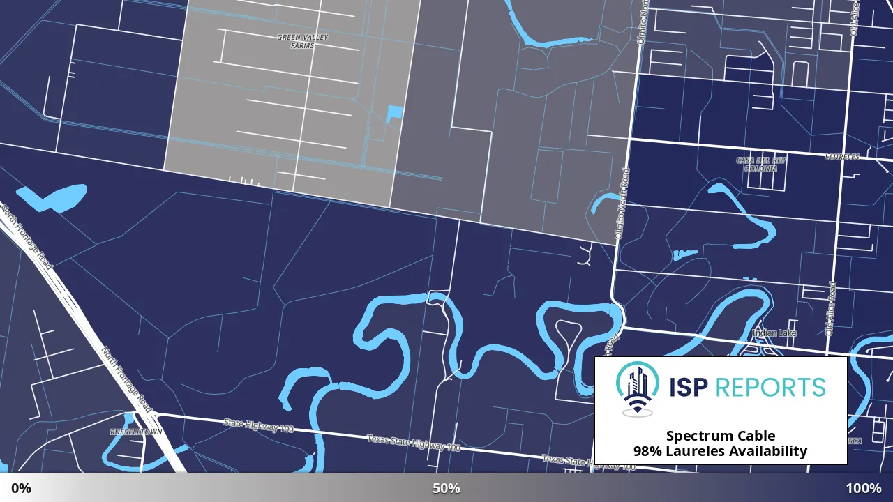 Laureles, TX map of internet availability