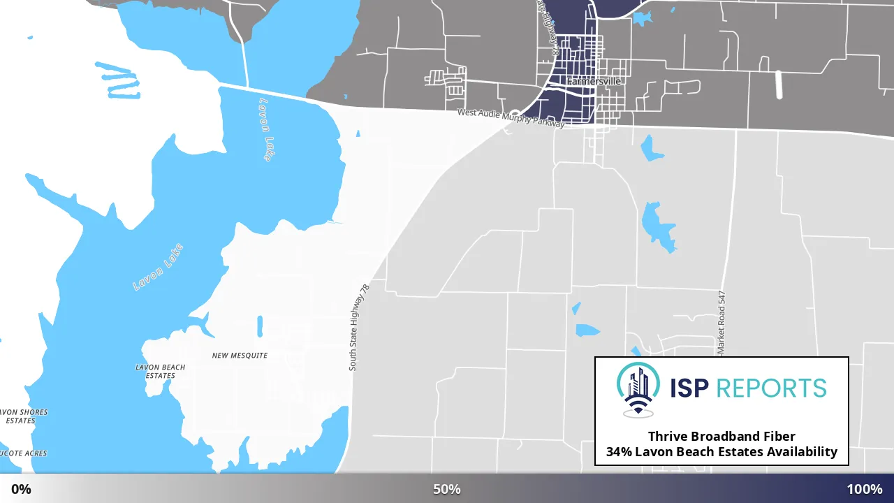 Lavon Beach Estates, TX map of internet availability