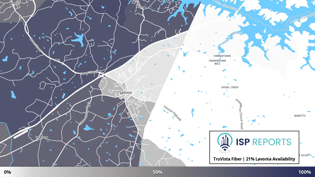 Lavonia, GA map of internet availability