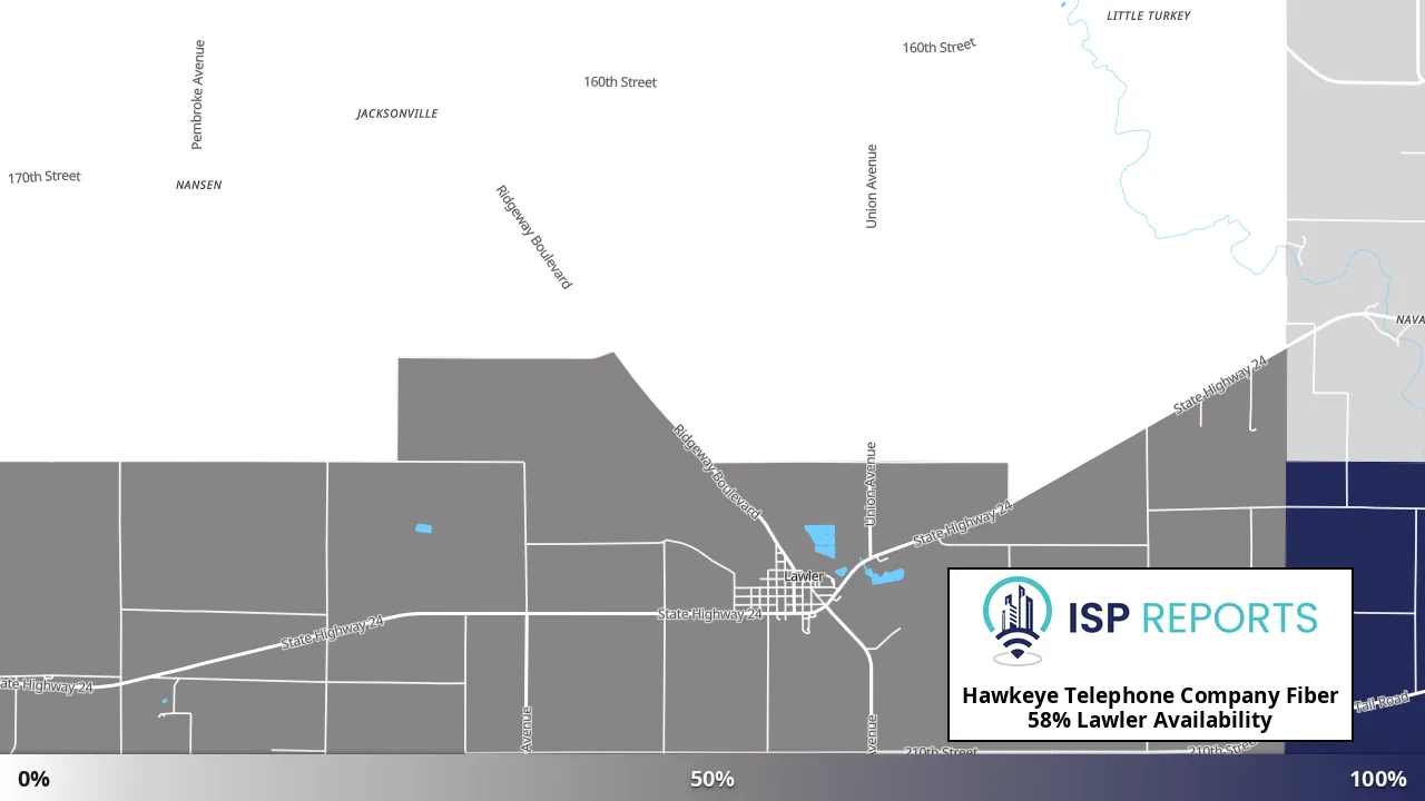 Lawler, IA map of internet availability