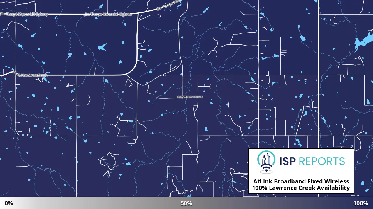 Lawrence Creek, OK map of internet availability