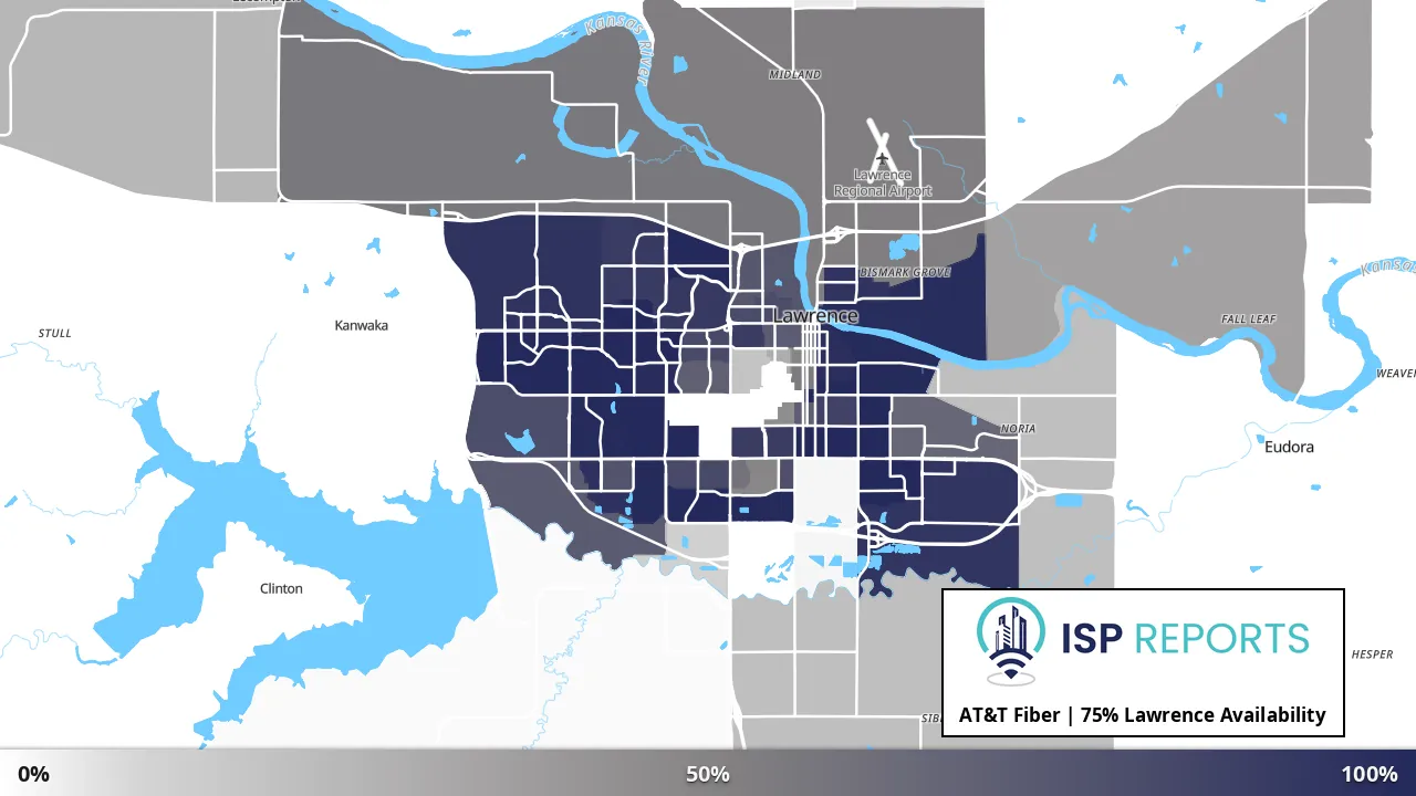Lawrence, KS map of internet availability