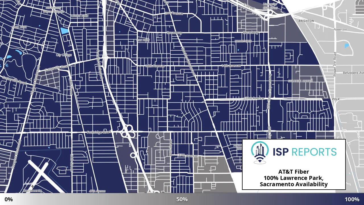 Lawrence Park, Sacramento, CA map of internet availability