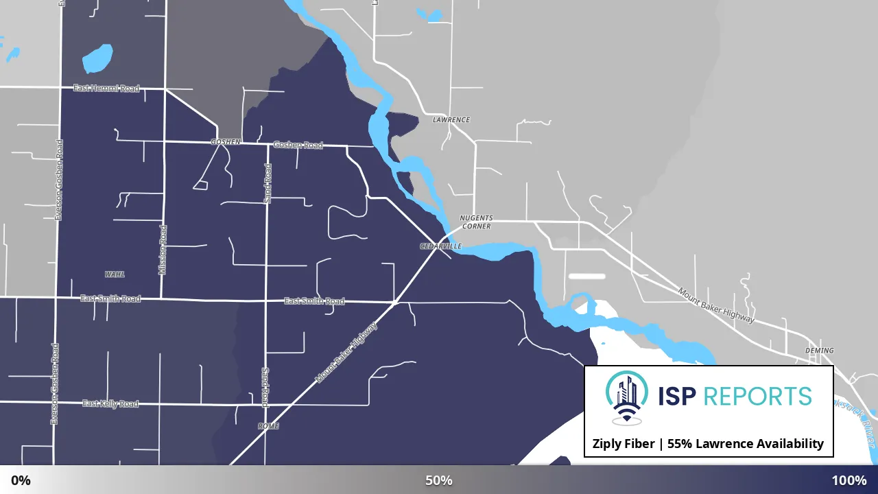 Lawrence, WA map of internet availability