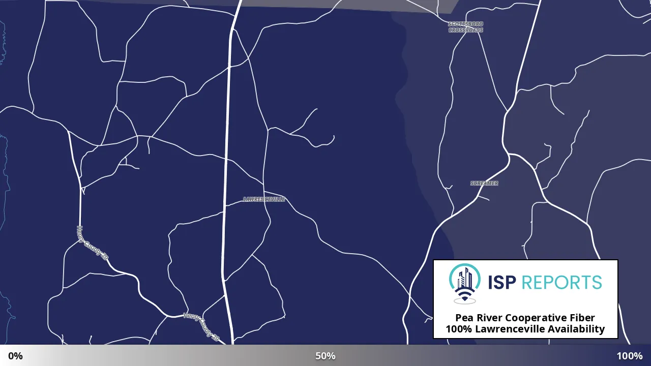 Lawrenceville, AL map of internet availability