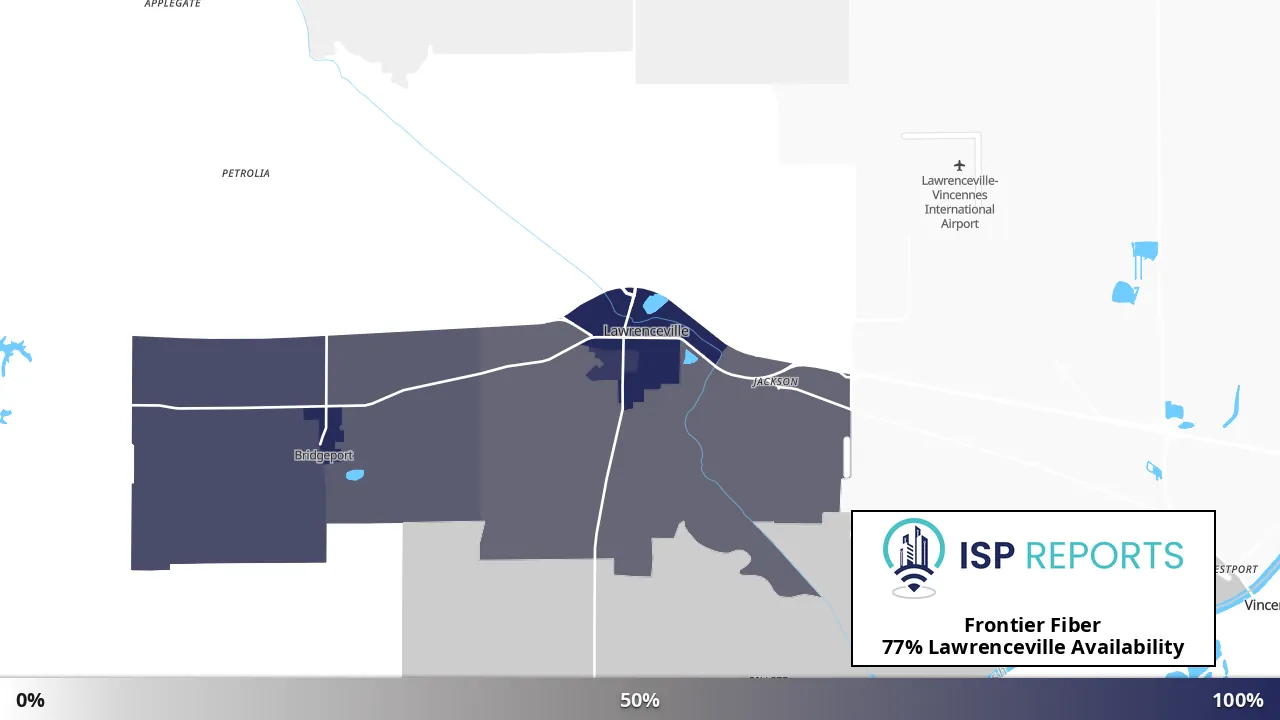 Lawrenceville, IL map of internet availability