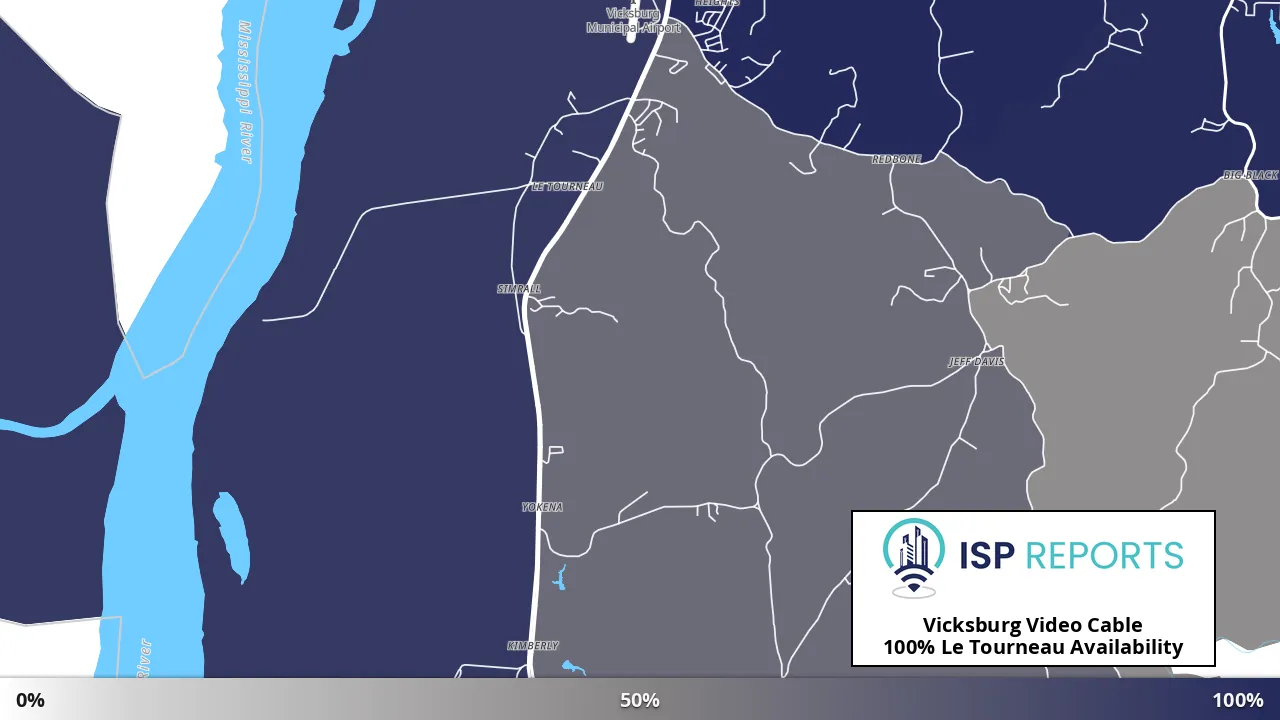 Le Tourneau, MS map of internet availability