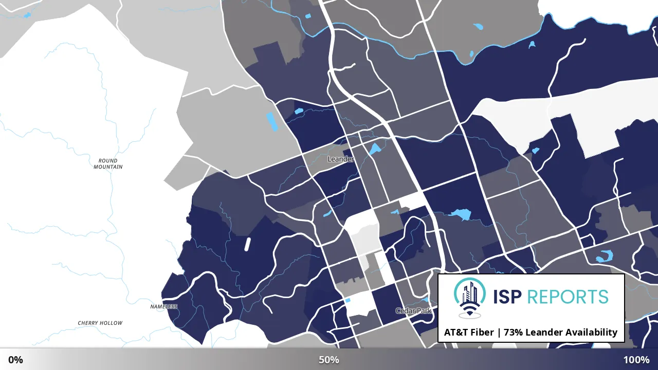 Leander, TX map of internet availability