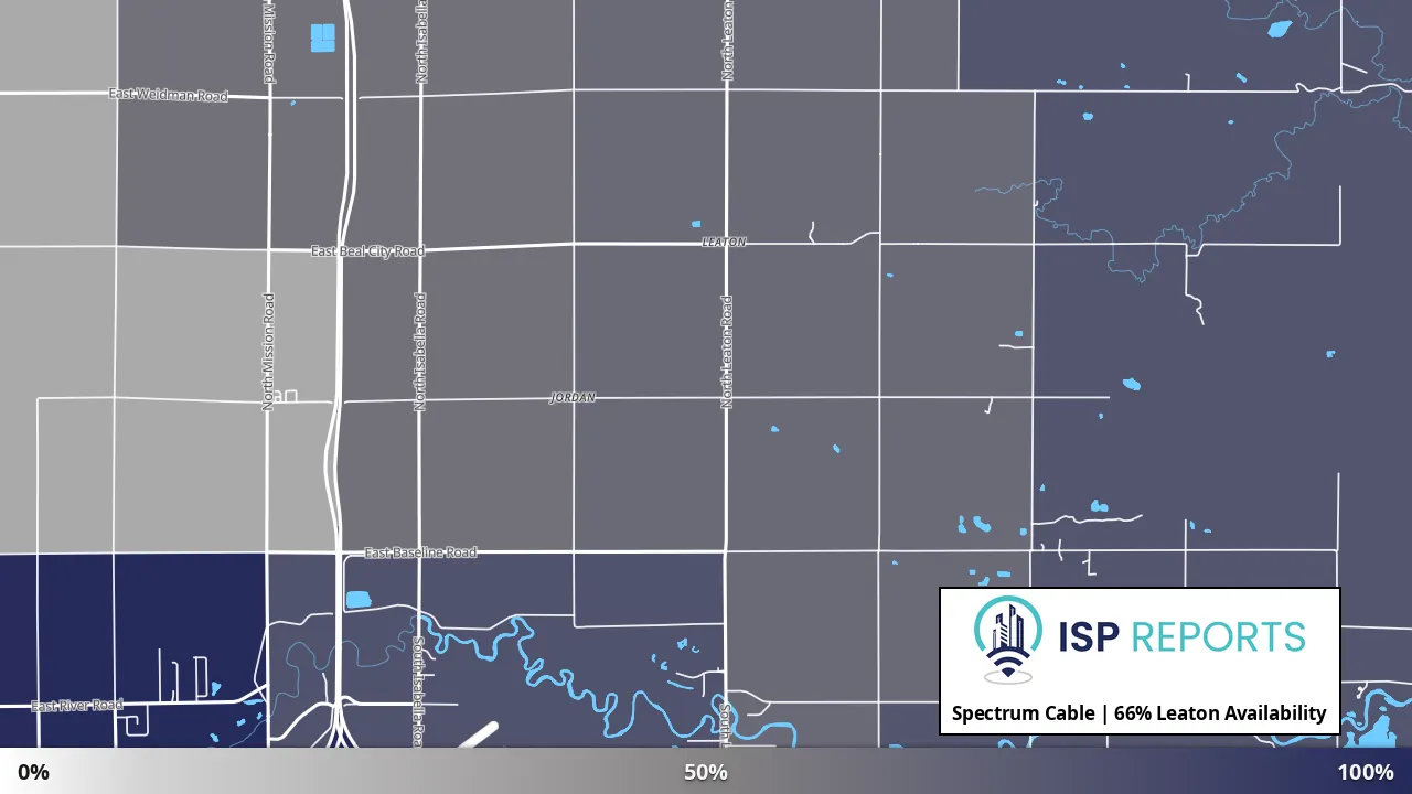 Leaton, MI map of internet availability