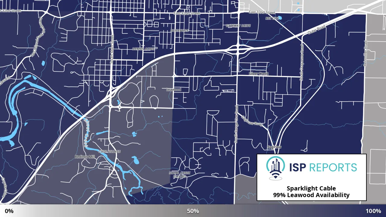 Leawood, MO map of internet availability