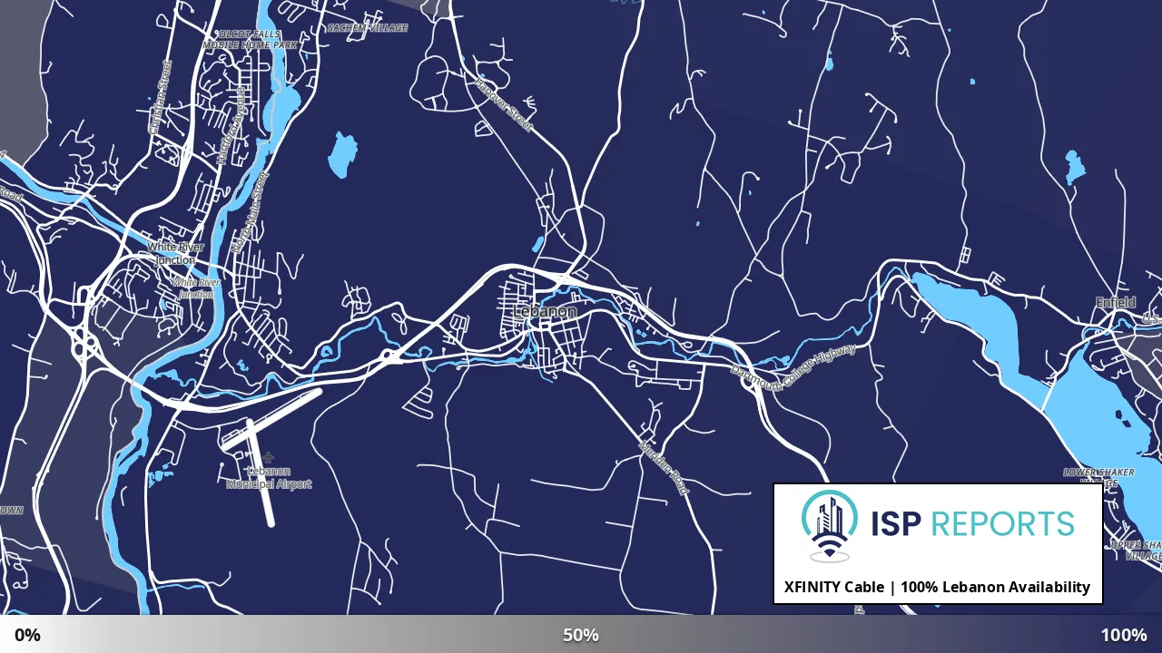 Lebanon, NH map of internet availability