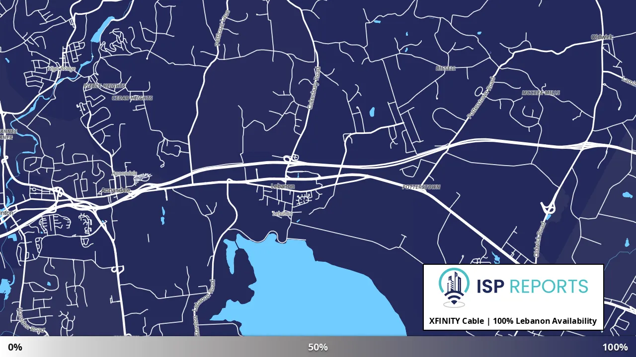 Lebanon, NJ map of internet availability