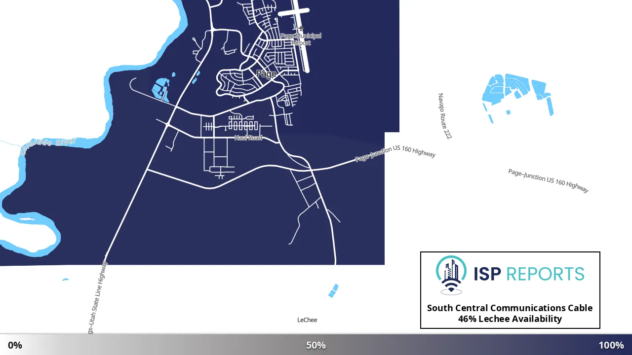 Lechee, AZ map of internet availability