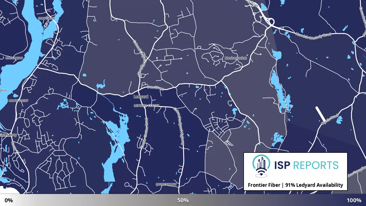 Ledyard, CT map of internet availability