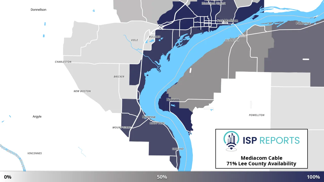 Lee County, IA map of internet availability