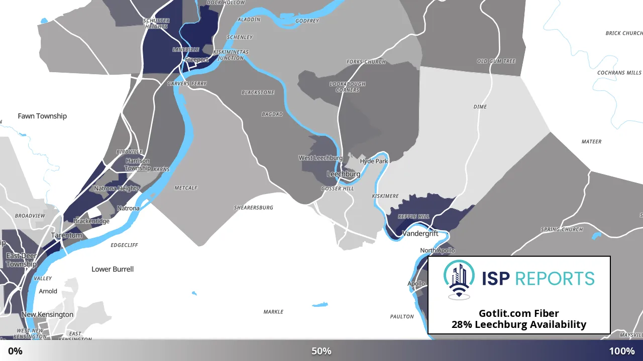 Leechburg, PA map of internet availability