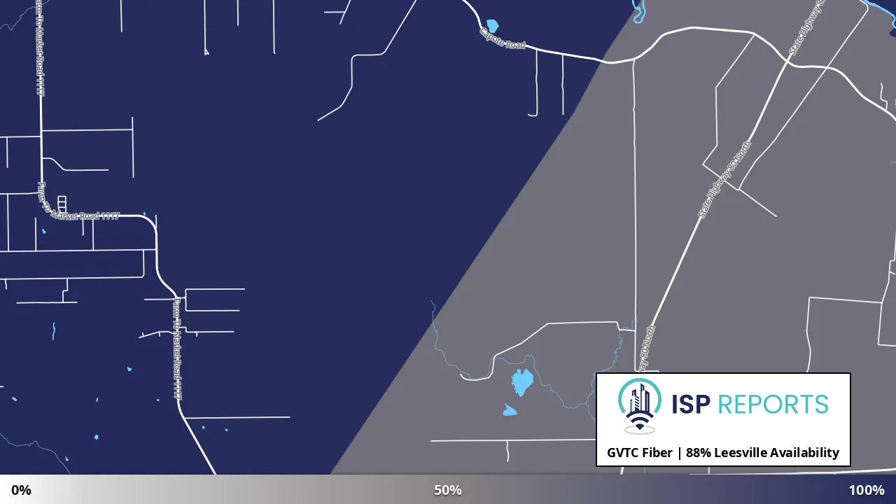 Leesville, TX map of internet availability