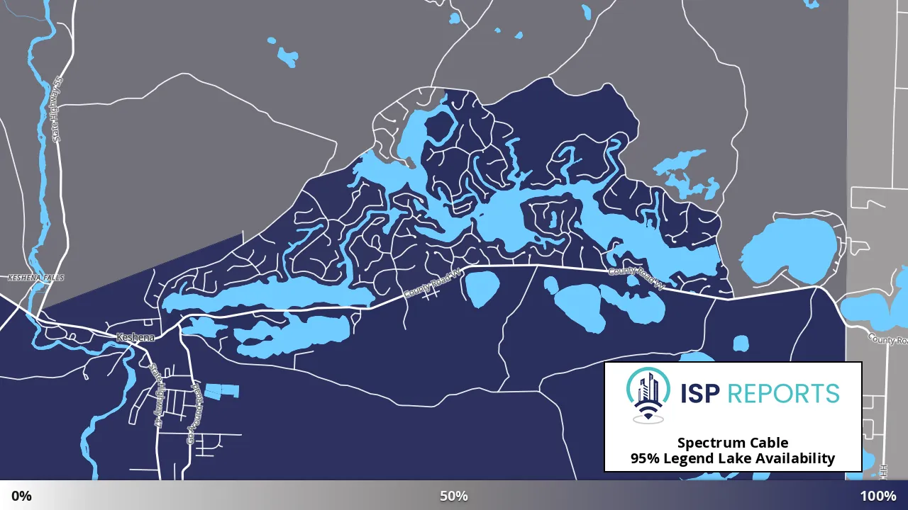 Legend Lake, WI map of internet availability