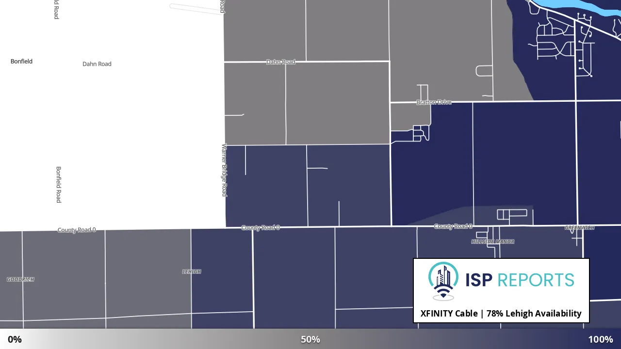 Lehigh, IL map of internet availability
