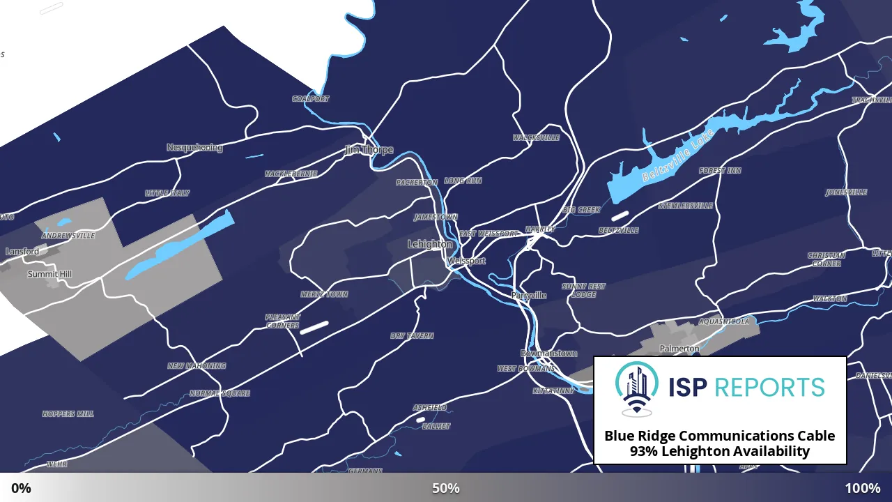 Lehighton, PA map of internet availability