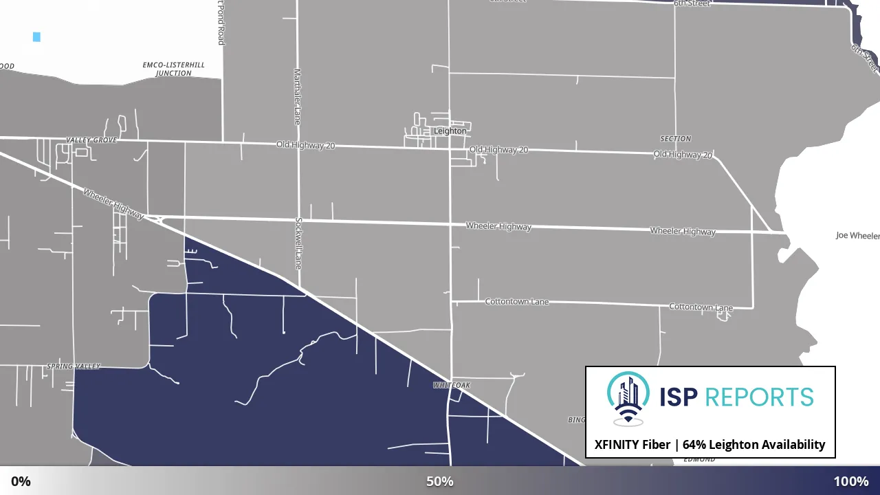 Leighton, AL map of internet availability