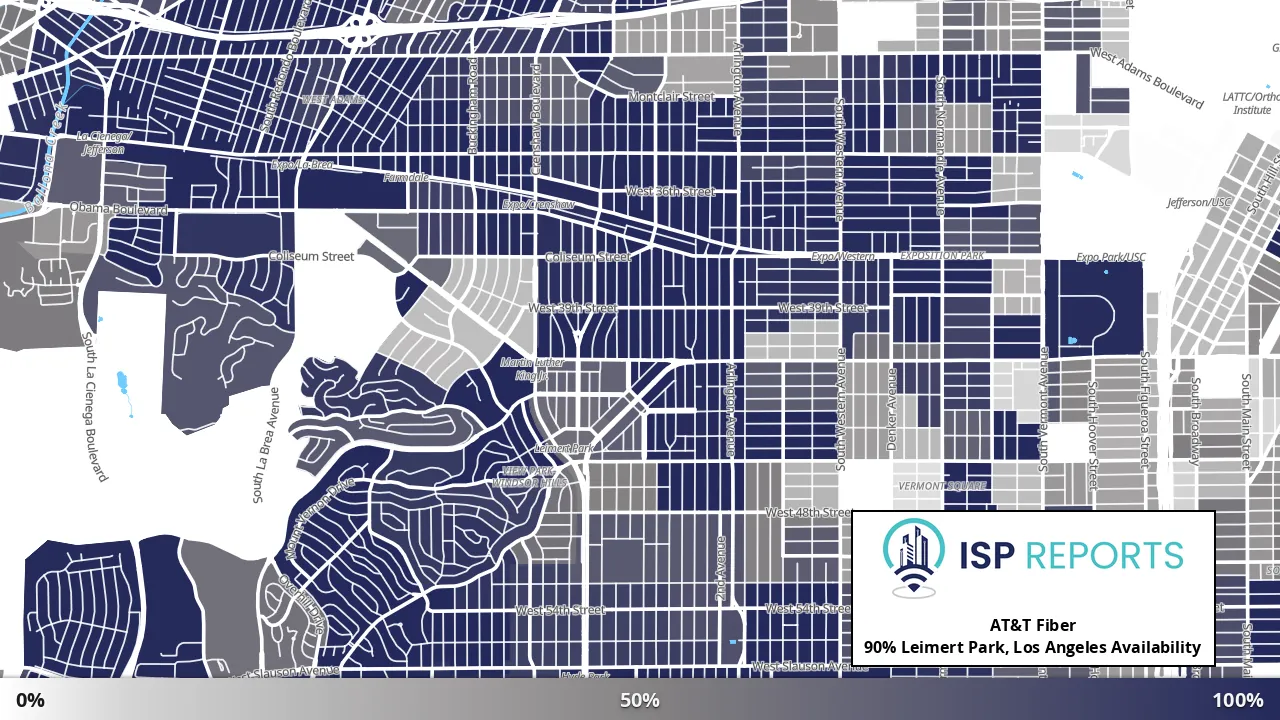 Leimert Park, Los Angeles, CA map of internet availability