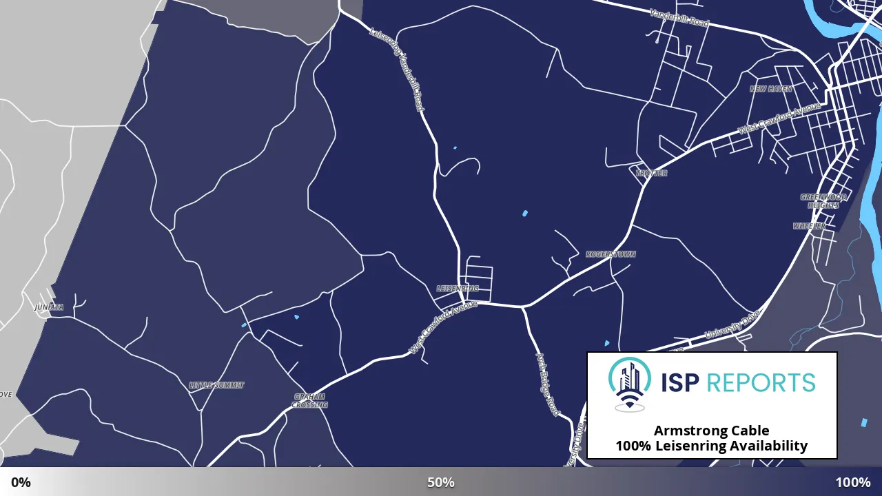Leisenring, PA map of internet availability