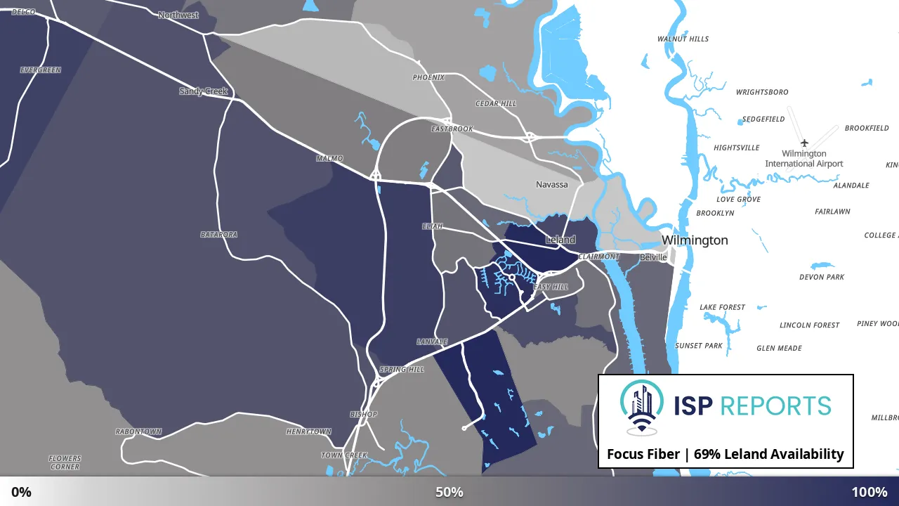 Leland, NC map of internet availability
