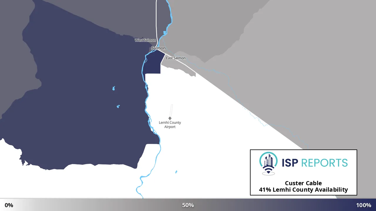Lemhi County, ID map of internet availability