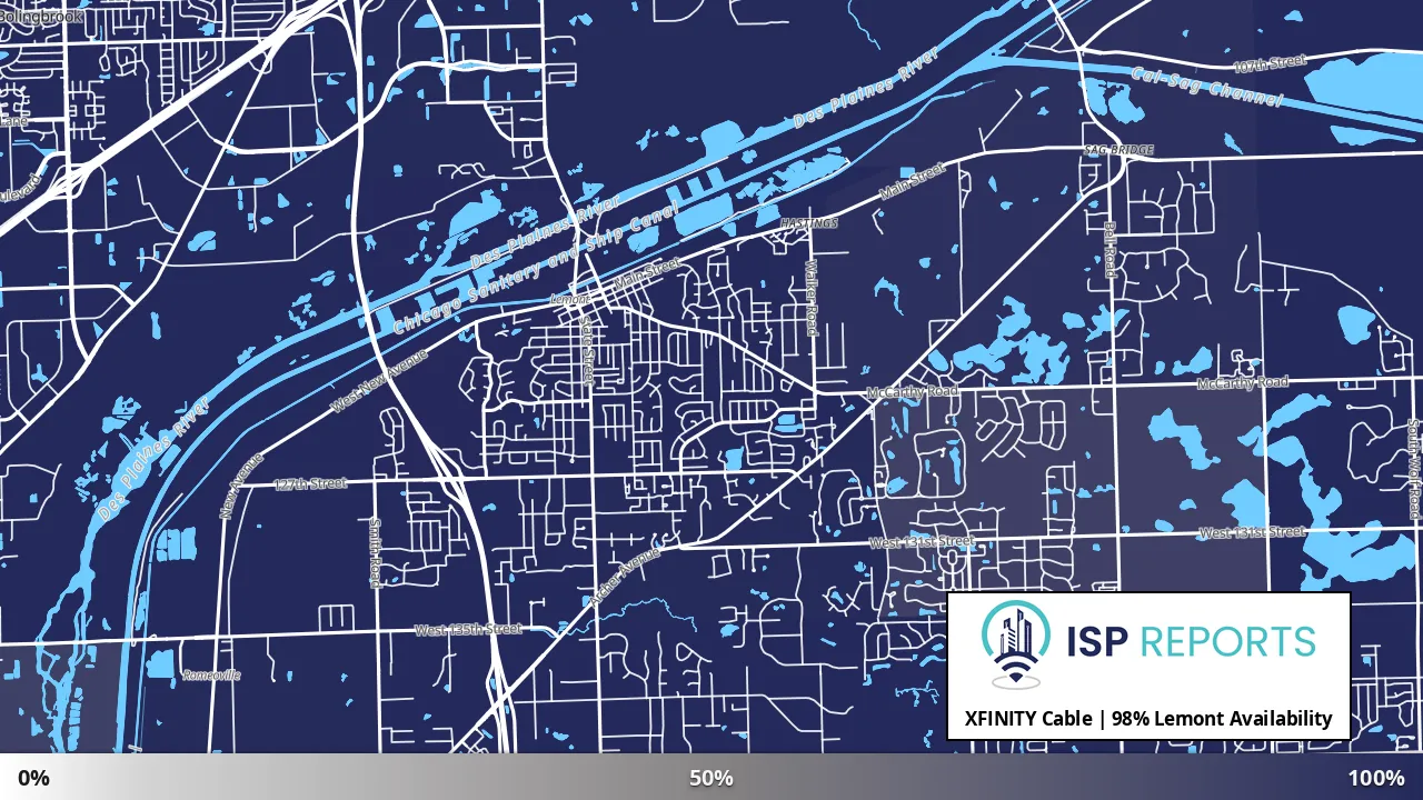 Lemont, IL map of internet availability