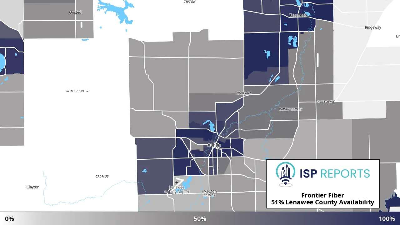 Lenawee County, MI map of internet availability
