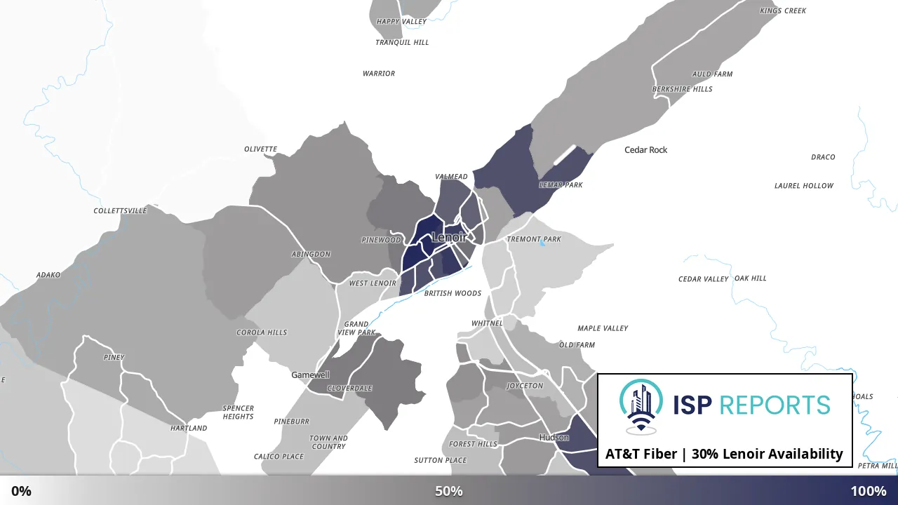 Lenoir, NC map of internet availability