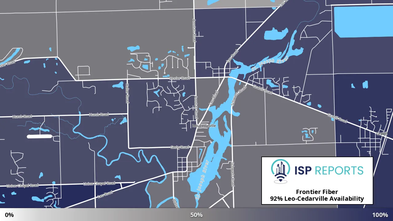 Leo-Cedarville, IN map of internet availability