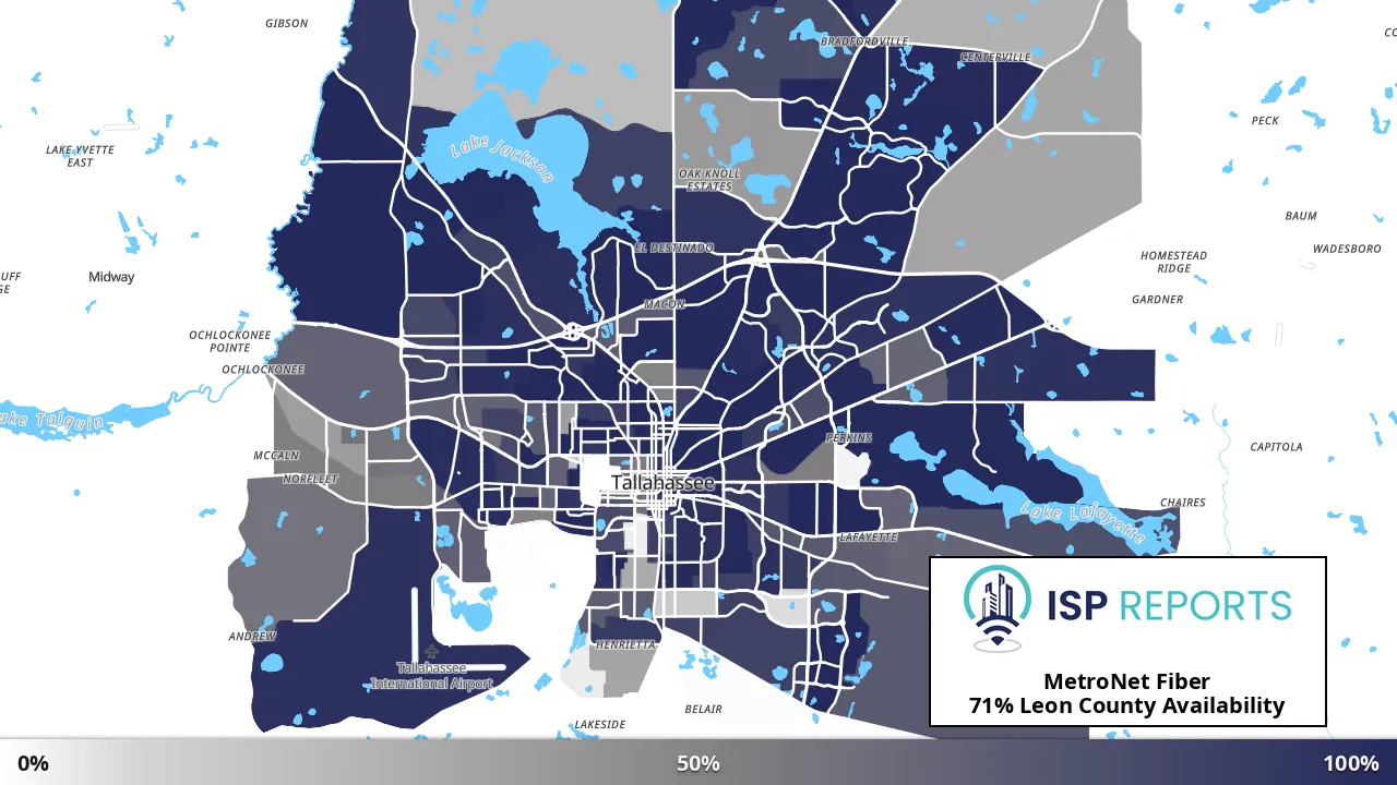 Leon County, FL map of internet availability