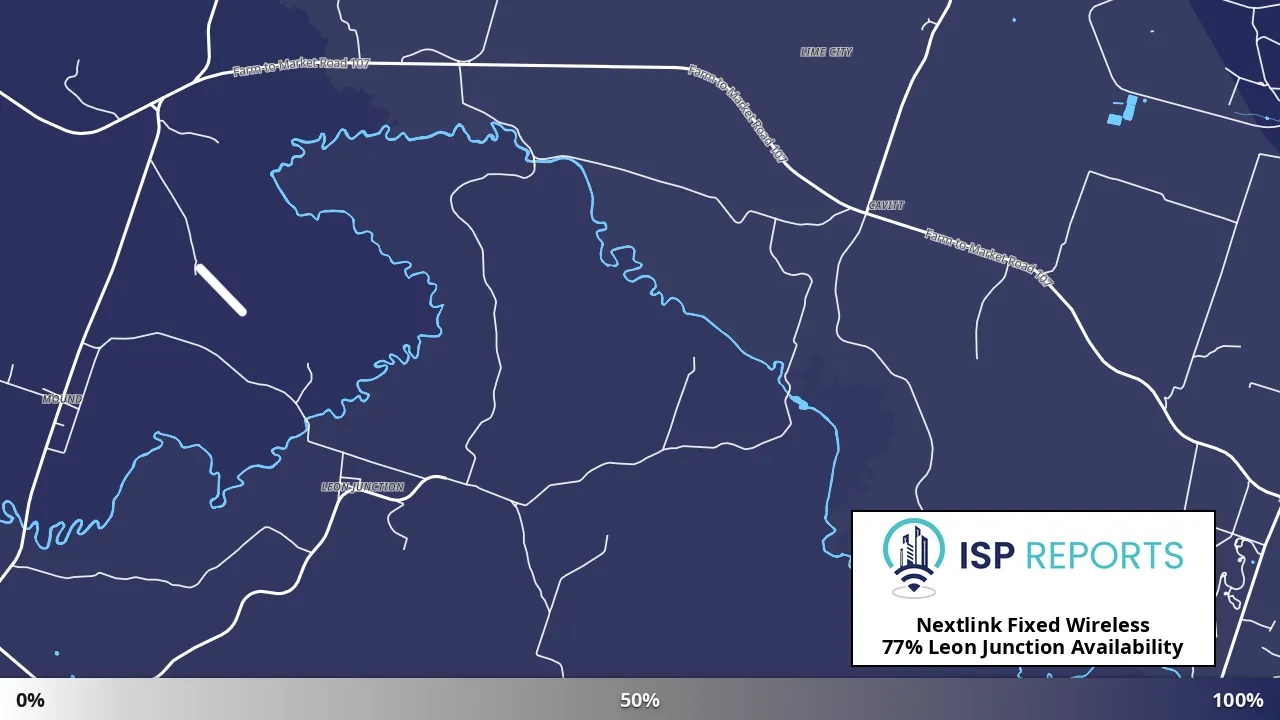 Leon Junction, TX map of internet availability
