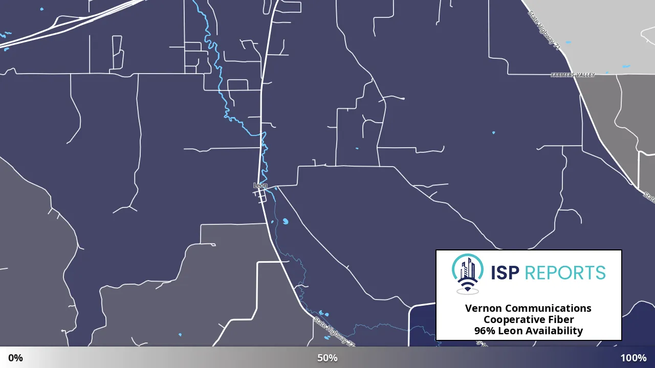 Leon, WI map of internet availability