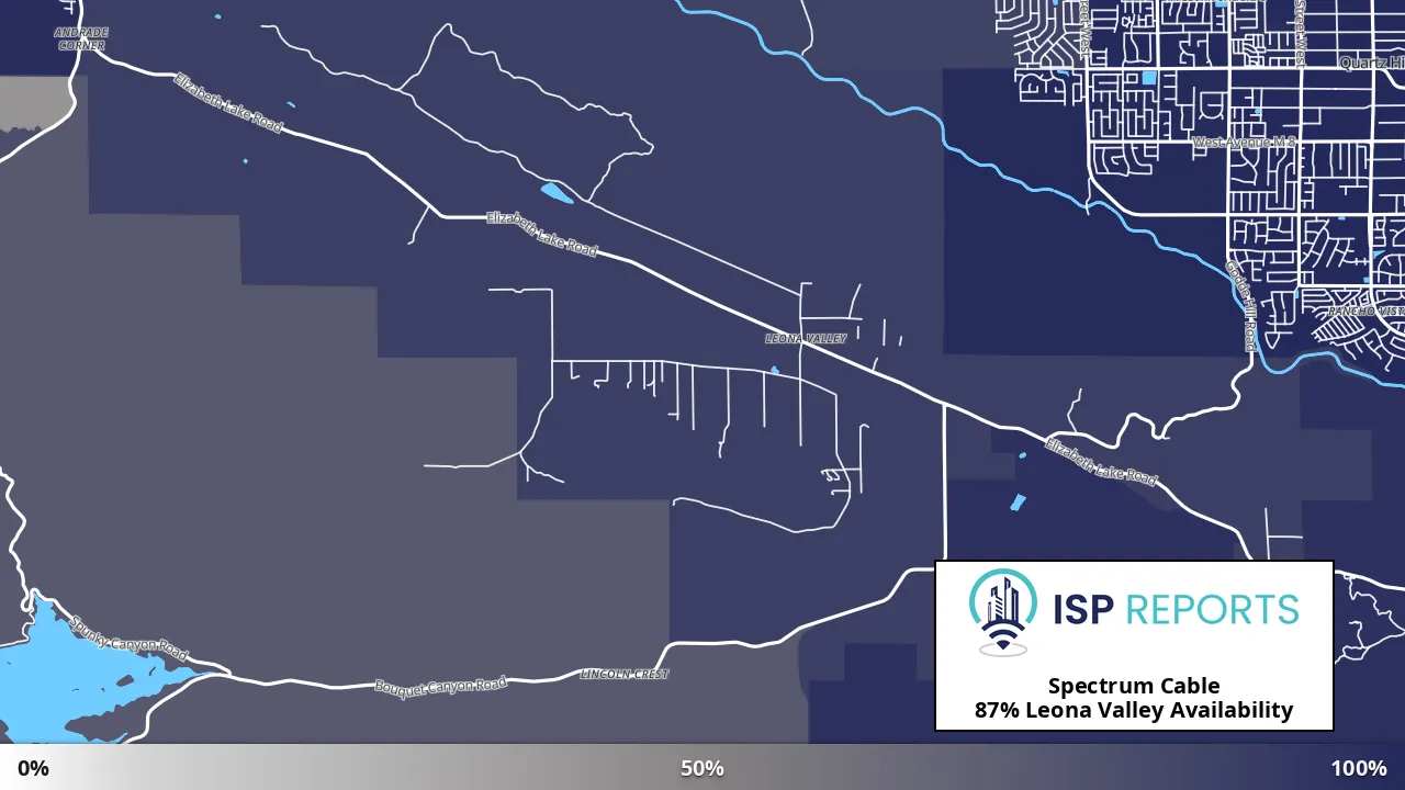 Leona Valley, CA map of internet availability