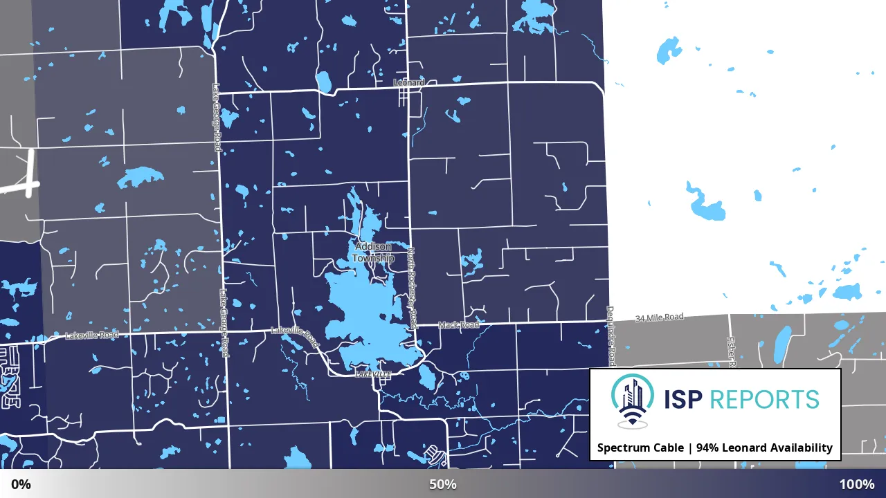 Leonard, MI map of internet availability
