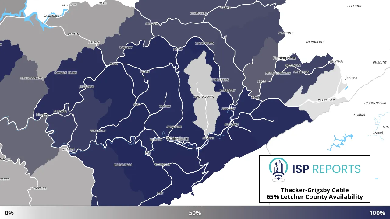 Letcher County, KY map of internet availability