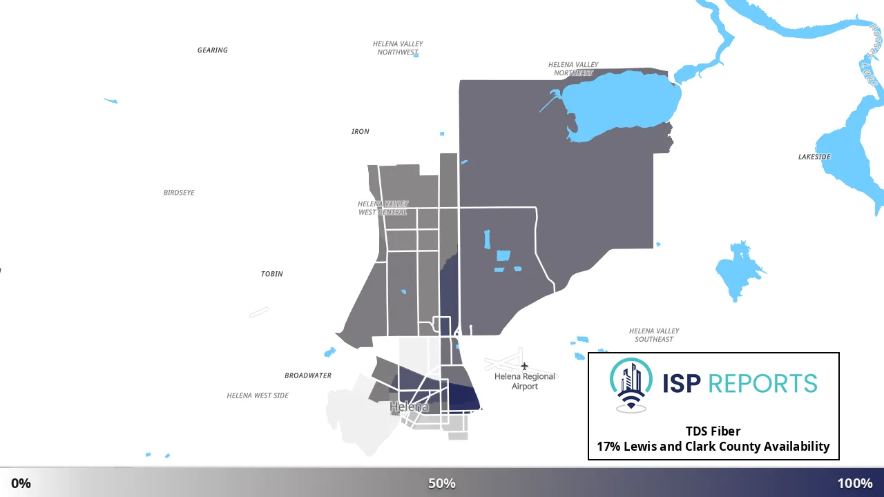 Lewis and Clark County, MT map of internet availability