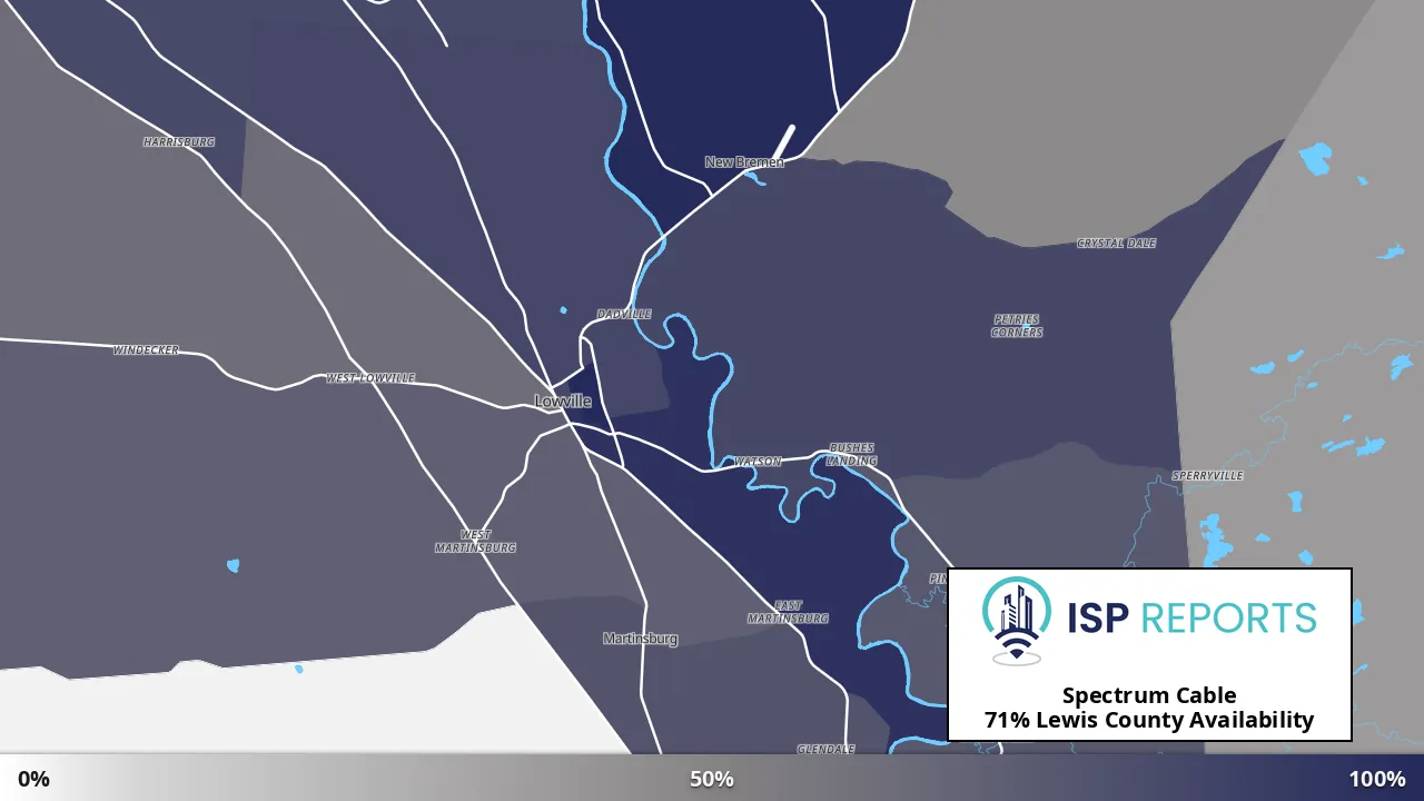 Lewis County, NY map of internet availability