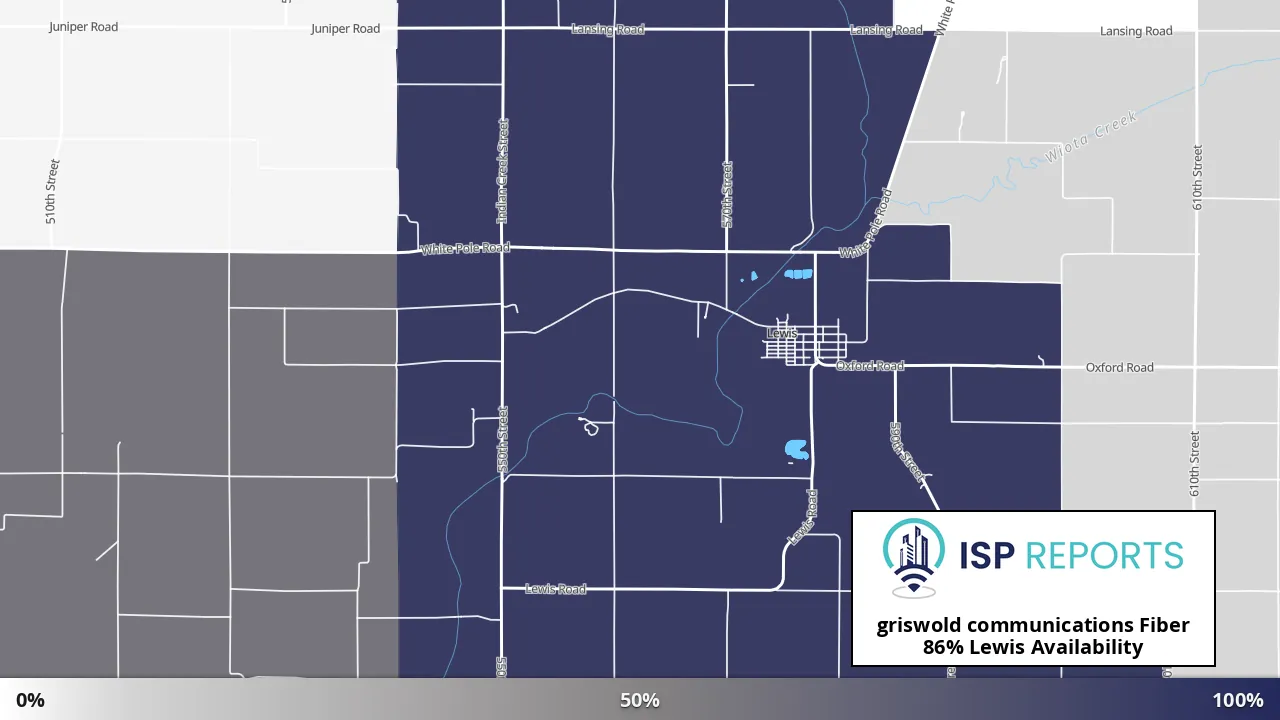 Lewis, IA map of internet availability