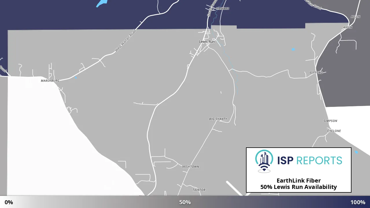 Lewis Run, PA map of internet availability
