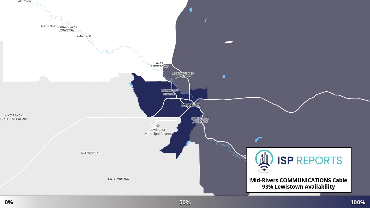 Lewistown, MT map of internet availability