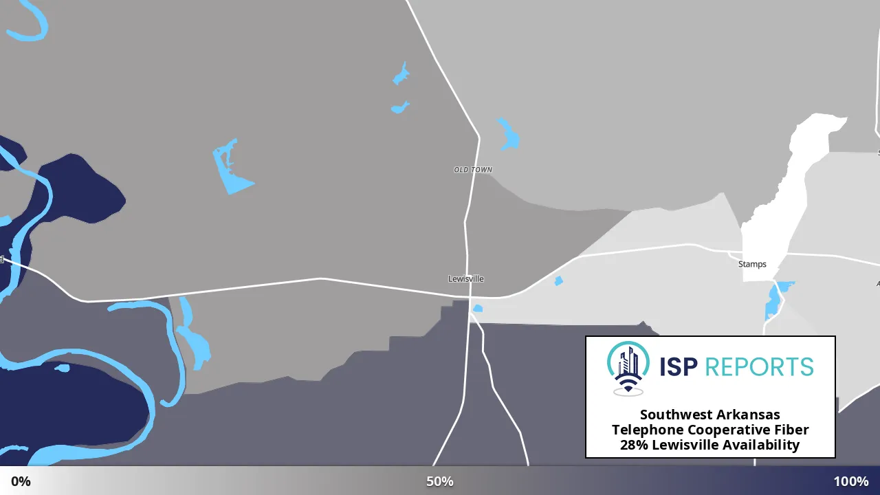Lewisville, AR map of internet availability