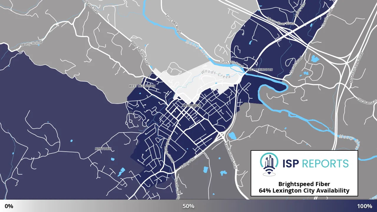 Lexington City, VA map of internet availability