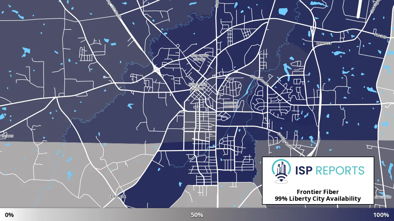 Liberty City, TX map of internet availability