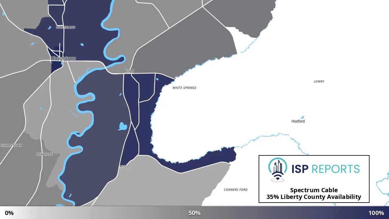Liberty County, FL map of internet availability
